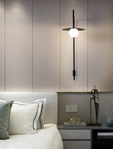 Modern Gea Swing Arm Wall Lamp with Frosted Glass Shade and Adjustable Iron Frame for Indoor Lighting