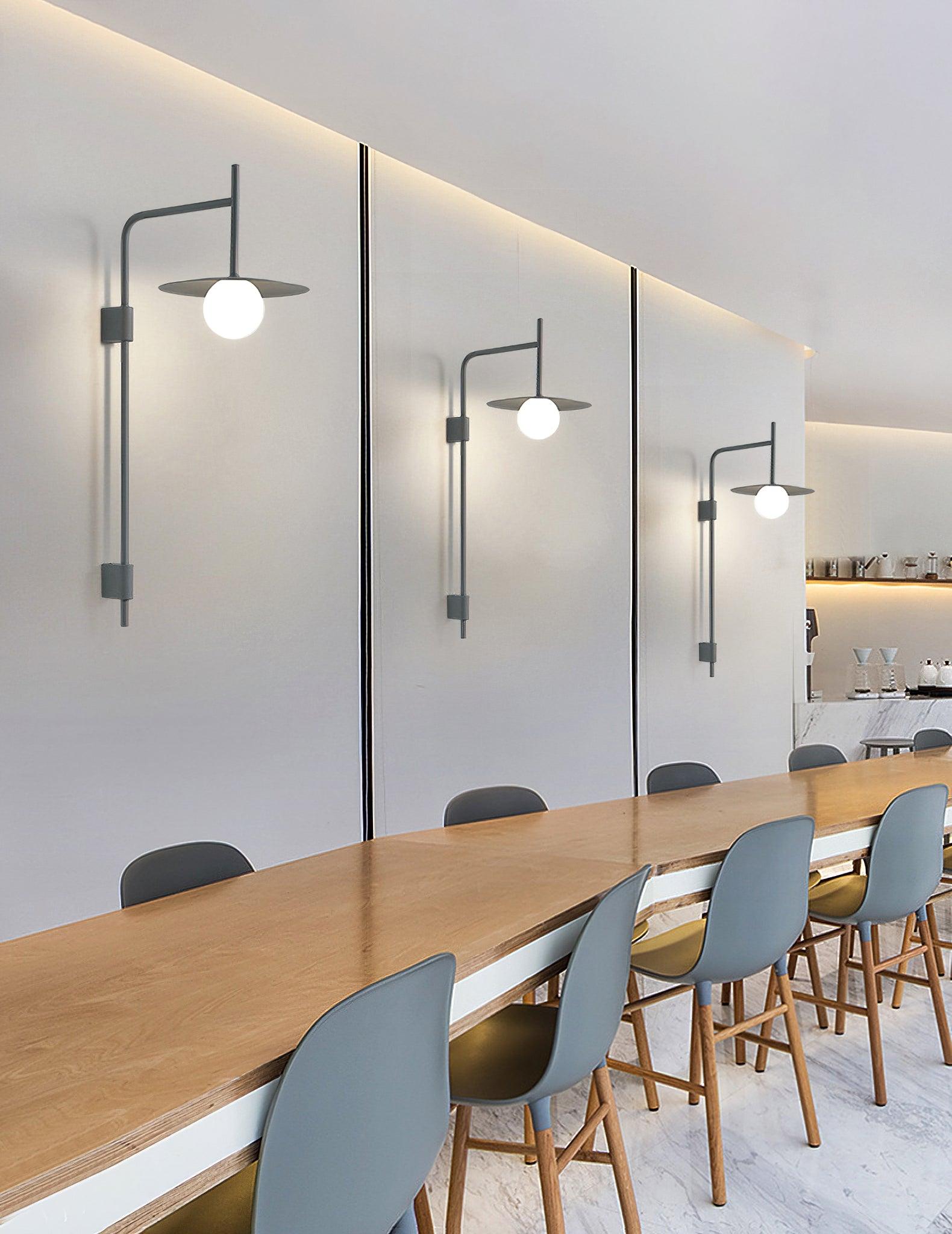 Modern Gea Swing Arm Wall Lamp with Frosted Glass Shade and Adjustable Iron Frame for Indoor Lighting