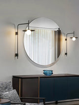 Modern Gea Swing Arm Wall Lamp with Frosted Glass Shade and Adjustable Iron Frame for Indoor Lighting