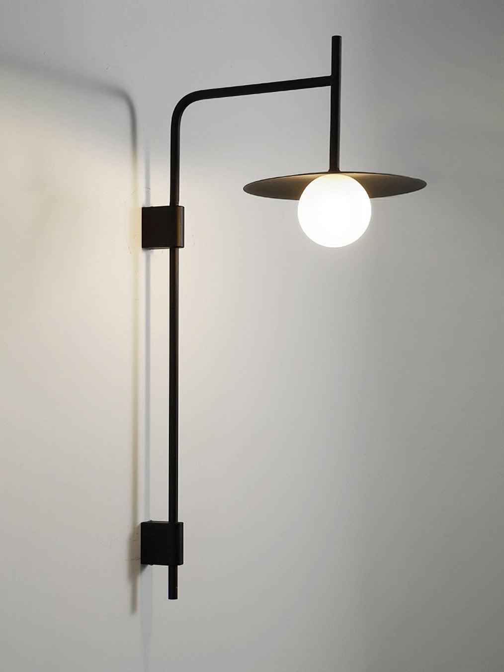 Modern Gea Swing Arm Wall Lamp with Frosted Glass Shade and Adjustable Iron Frame for Indoor Lighting