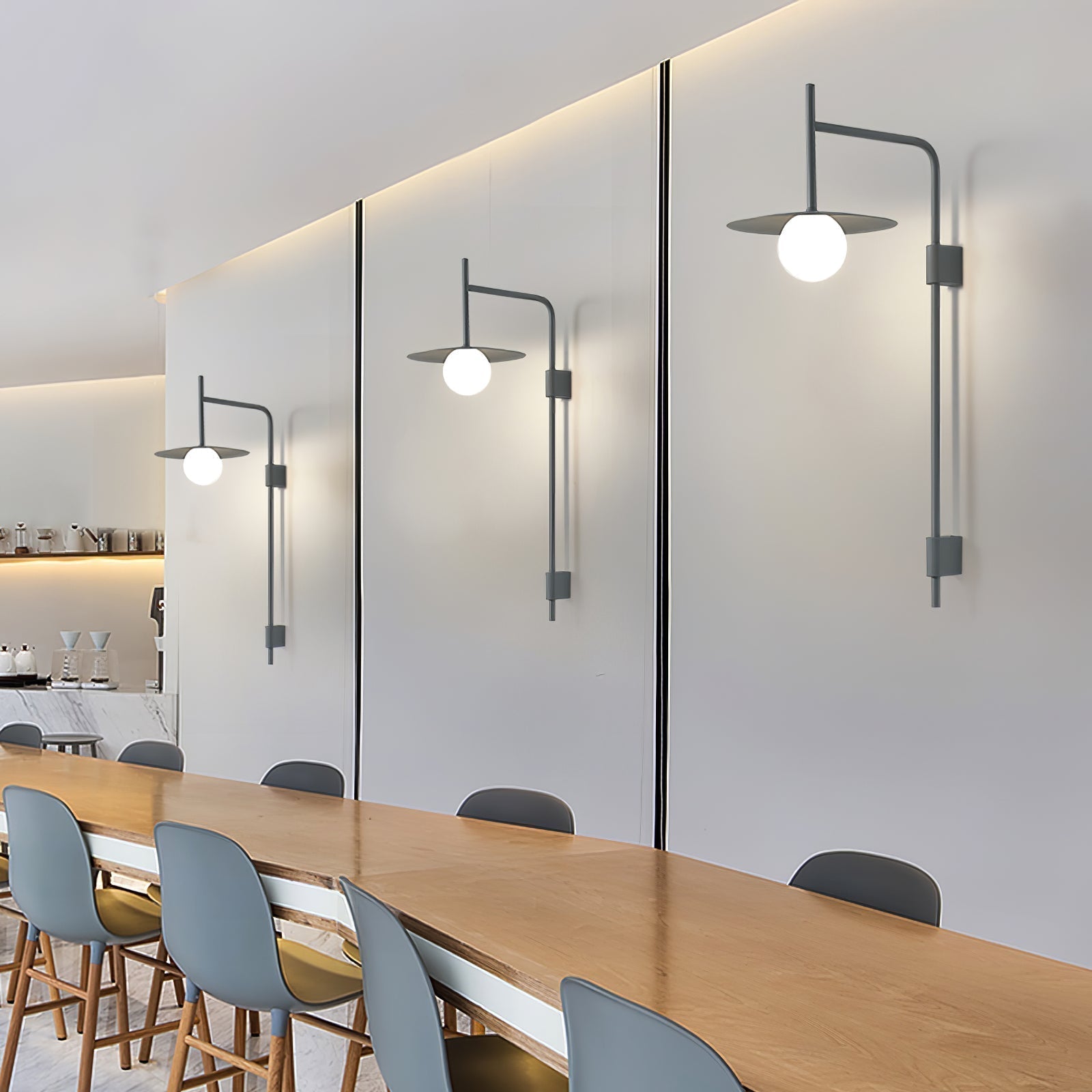Modern Gea Swing Arm Wall Lamp with Frosted Glass Shade and Adjustable Iron Frame for Indoor Lighting