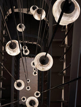 Modern Geometric Alabaster and Brass Pendant Light for Contemporary Home Interiors