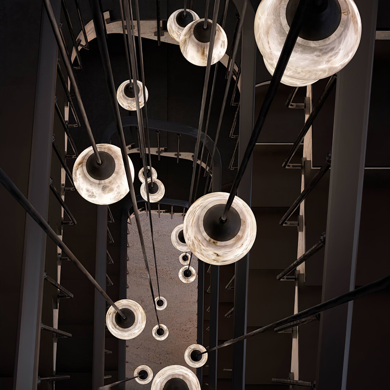 Modern Geometric Alabaster and Brass Pendant Light for Contemporary Home Interiors