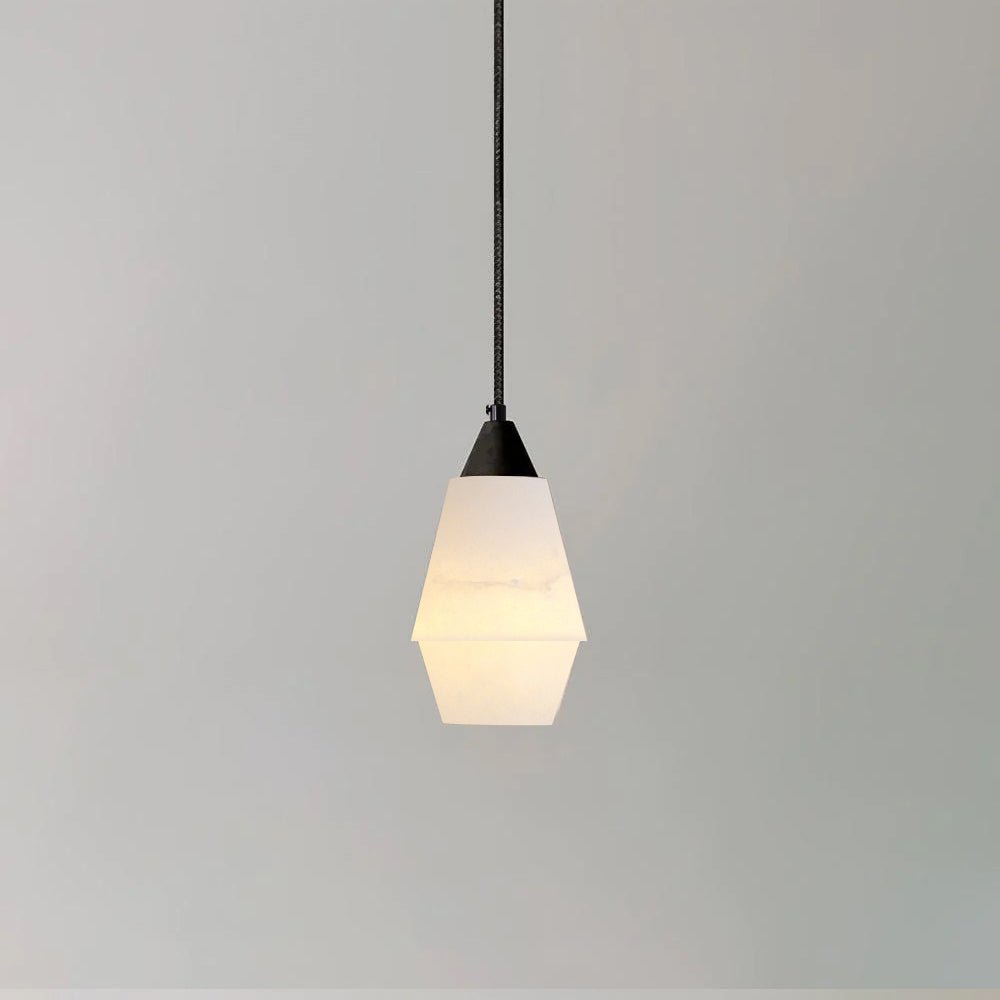 Modern Geometric Alabaster and Brass Pendant Light for Contemporary Home Interiors