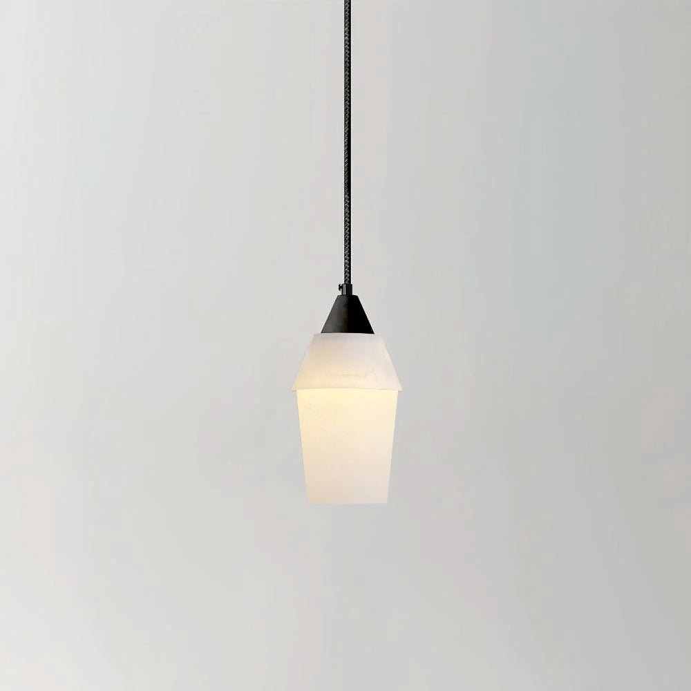 Modern Geometric Alabaster and Brass Pendant Light for Contemporary Home Interiors