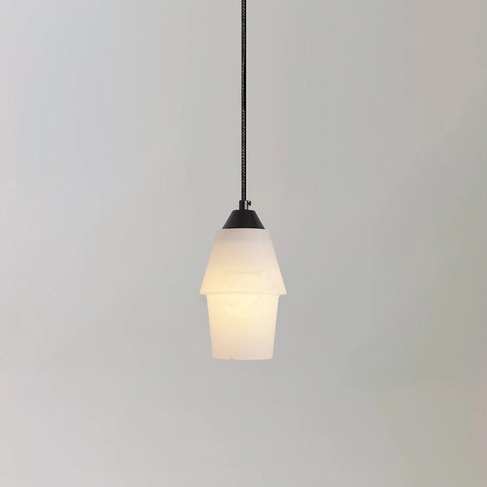 Modern Geometric Alabaster and Brass Pendant Light for Contemporary Home Interiors