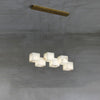 Modern Geometric Alabaster Box Pendant Light White Stone Cube Hanging Chandelier