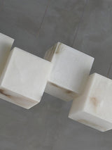 Modern Geometric Alabaster Box Pendant Light White Stone Cube Hanging Chandelier