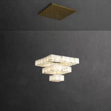Modern Geometric Alabaster Box Pendant Light White Stone Cube Hanging Chandelier