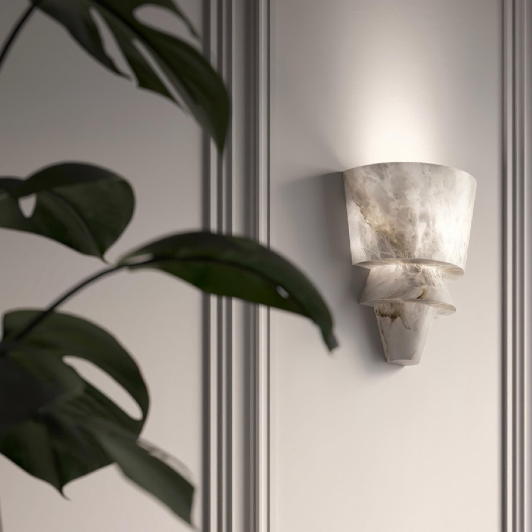 Modern Geometric Alabaster Sconce Wall Light LED Indoor Uplight Bracket Fixture