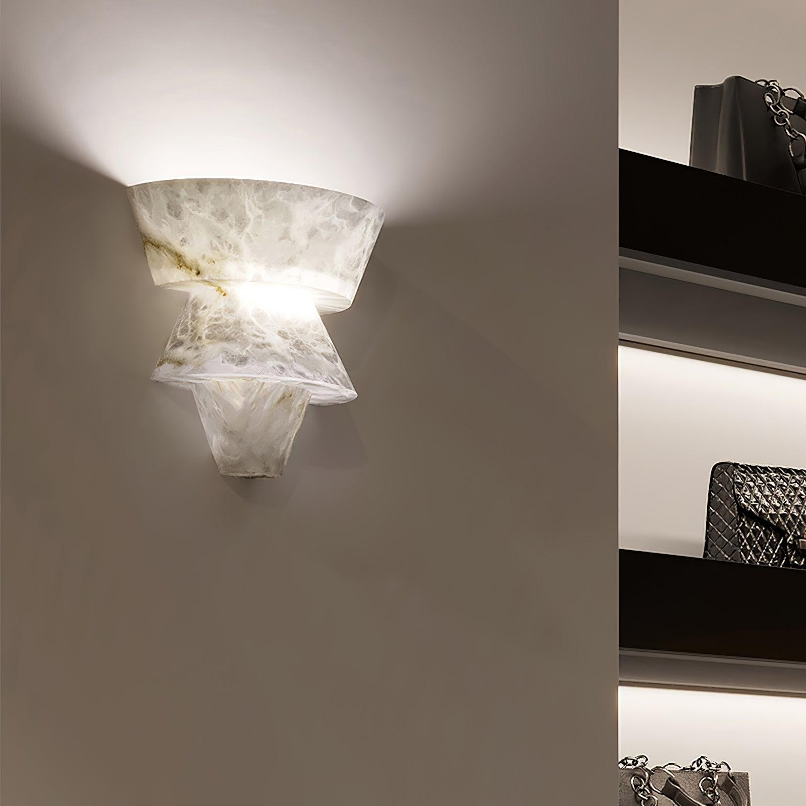 Modern Geometric Alabaster Sconce Wall Light LED Indoor Uplight Bracket Fixture