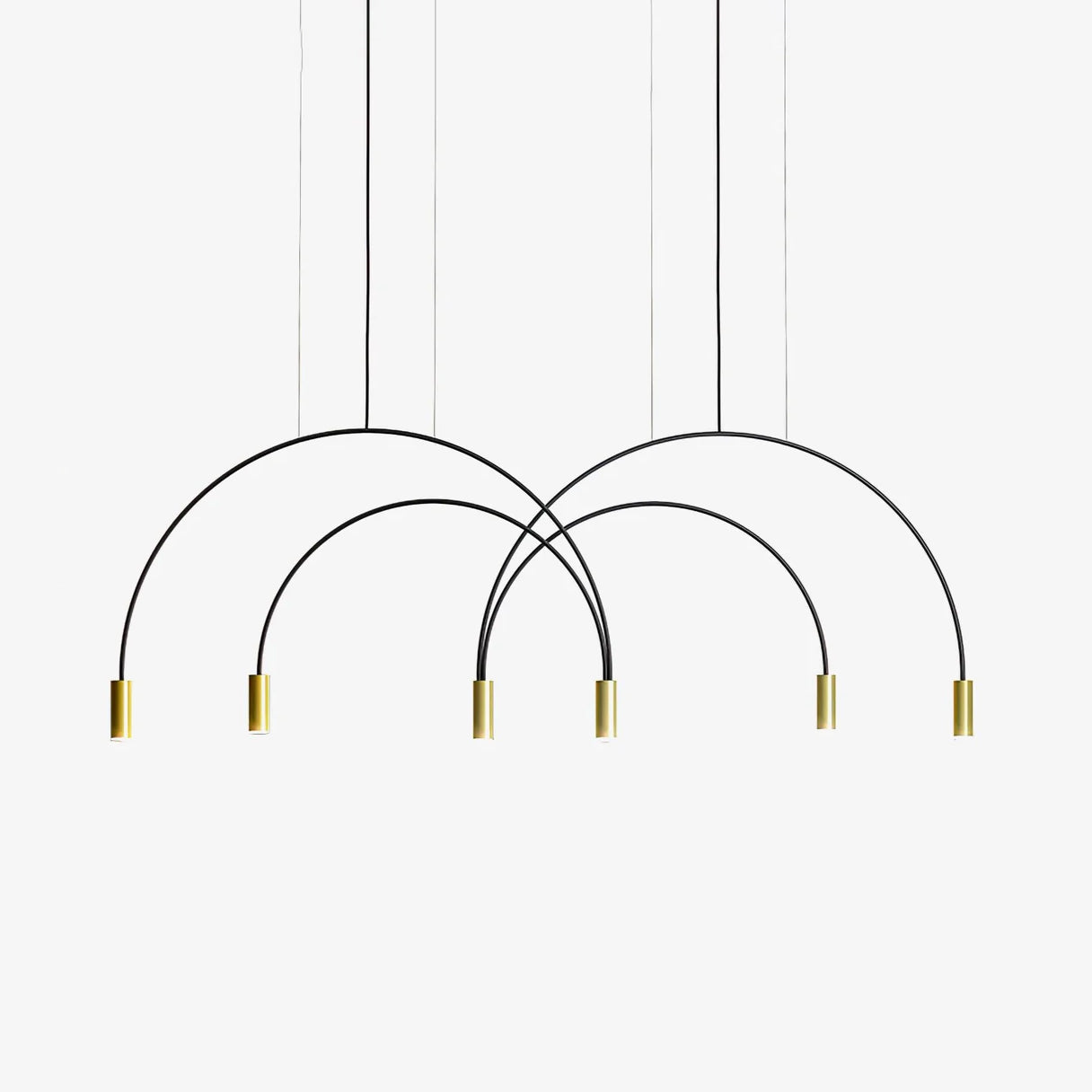Modern Geometric Arcs Pendant Chandelier with Cylindrical Aluminum Heads and Adjustable Arms