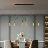 Modern Geometric Arcs Pendant Chandelier with Cylindrical Aluminum Heads and Adjustable Arms