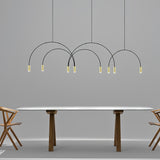 Modern Geometric Arcs Pendant Chandelier with Cylindrical Aluminum Heads and Adjustable Arms