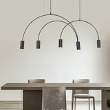 Modern Geometric Arcs Pendant Chandelier with Cylindrical Aluminum Heads and Adjustable Arms