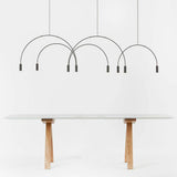 Modern Geometric Arcs Pendant Chandelier with Cylindrical Aluminum Heads and Adjustable Arms