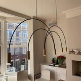 Modern Geometric Arcs Pendant Chandelier with Cylindrical Aluminum Heads and Adjustable Arms