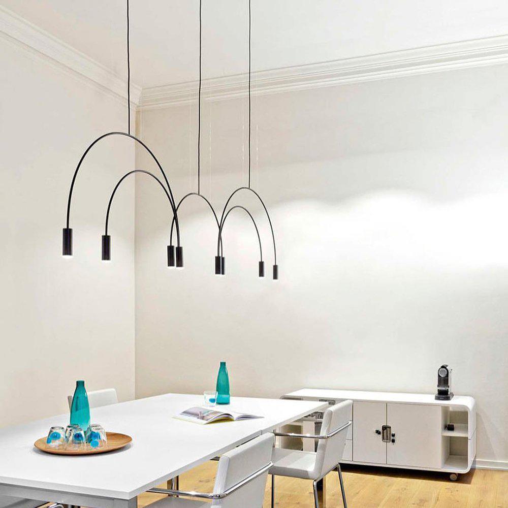 Modern Geometric Arcs Pendant Chandelier with Cylindrical Aluminum Heads and Adjustable Arms