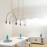 Modern Geometric Arcs Pendant Chandelier with Cylindrical Aluminum Heads and Adjustable Arms