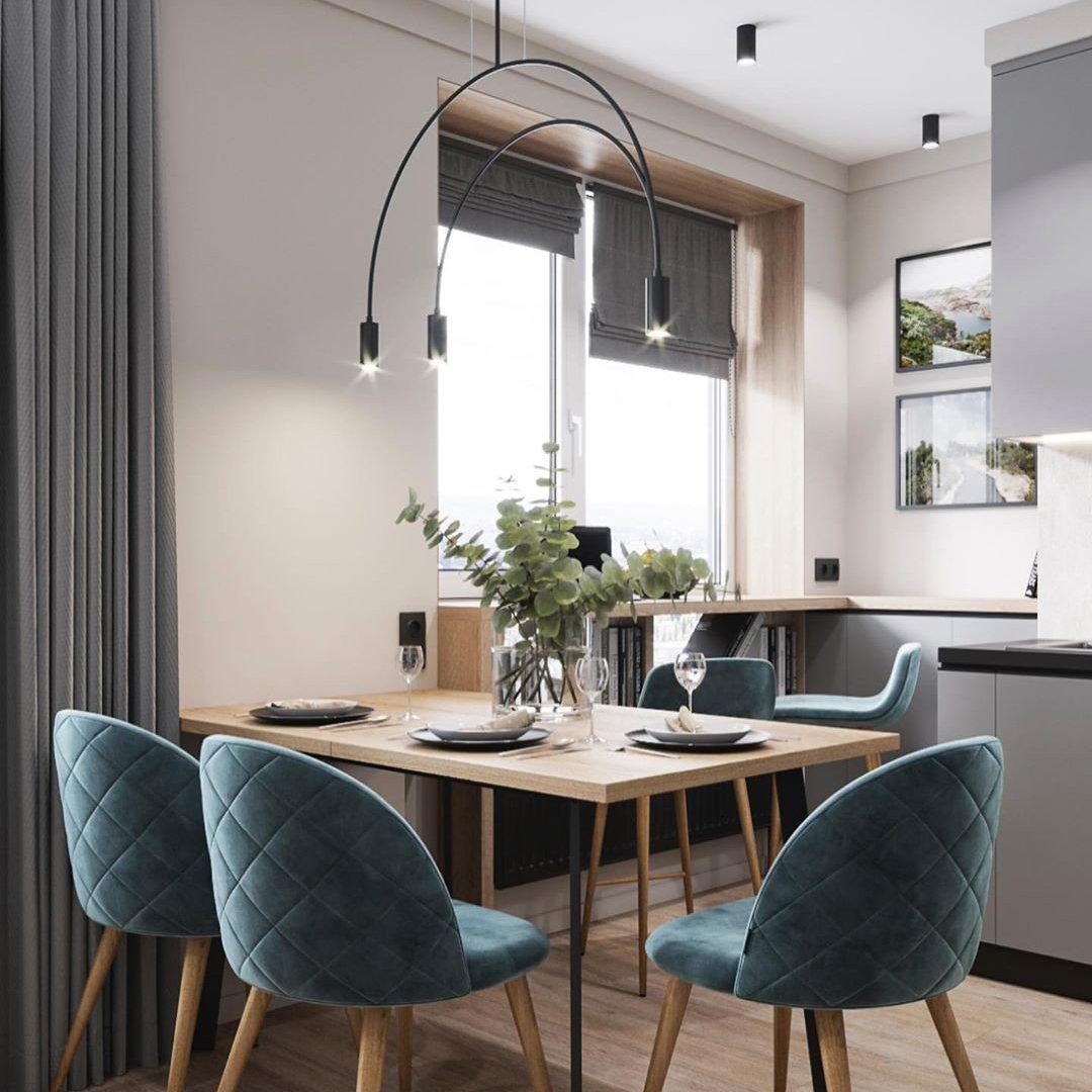 Modern Geometric Arcs Pendant Chandelier with Cylindrical Aluminum Heads and Adjustable Arms