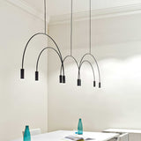 Modern Geometric Arcs Pendant Chandelier with Cylindrical Aluminum Heads and Adjustable Arms