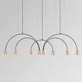 Modern Geometric Arcs Pendant Chandelier with Cylindrical Aluminum Heads and Adjustable Arms