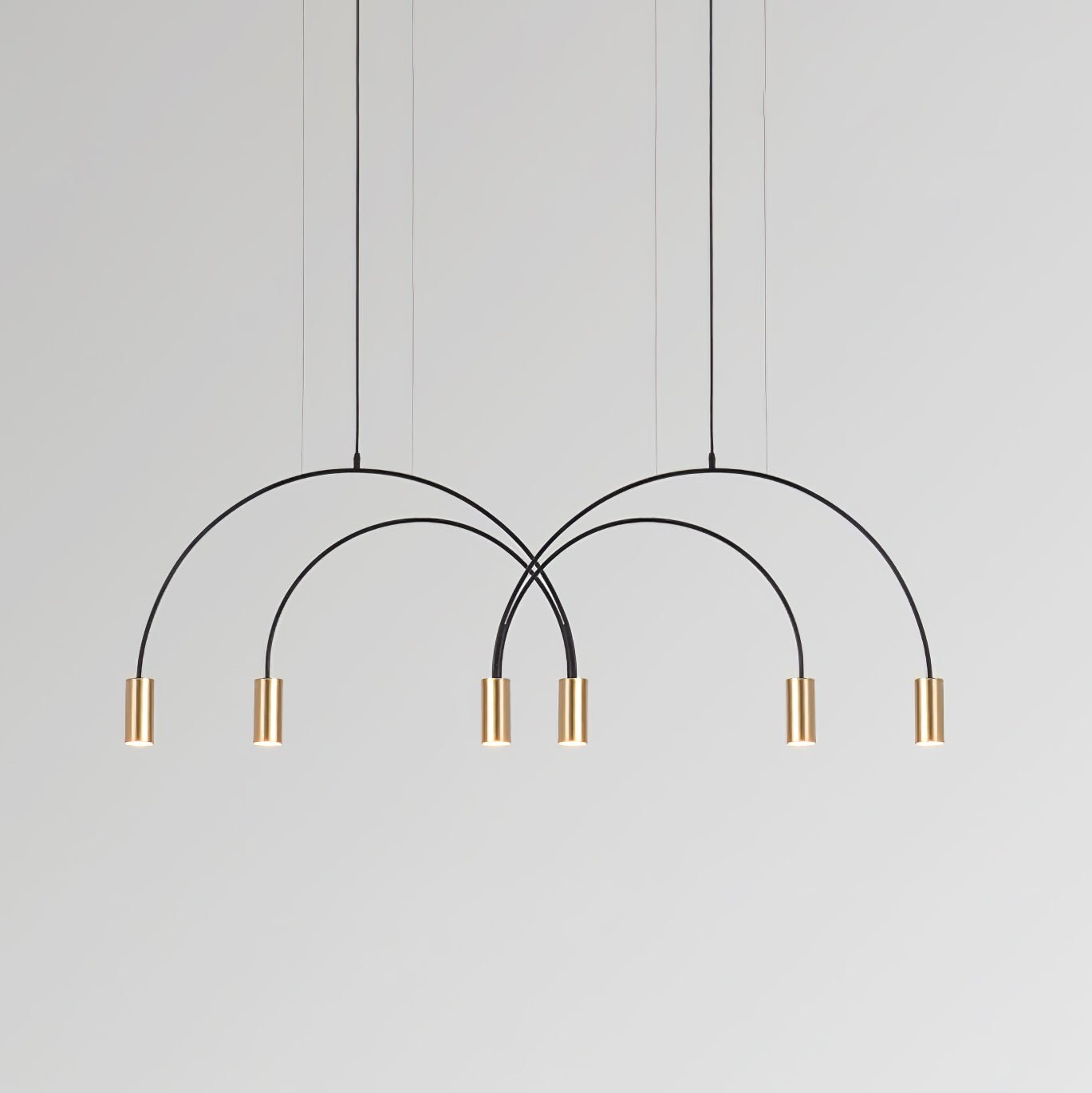 Modern Geometric Arcs Pendant Chandelier with Cylindrical Aluminum Heads and Adjustable Arms