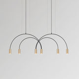 Modern Geometric Arcs Pendant Chandelier with Cylindrical Aluminum Heads and Adjustable Arms