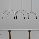 Modern Geometric Arcs Pendant Chandelier with Cylindrical Aluminum Heads and Adjustable Arms