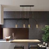 Modern Geometric Arcs Pendant Chandelier with Cylindrical Aluminum Heads and Adjustable Arms