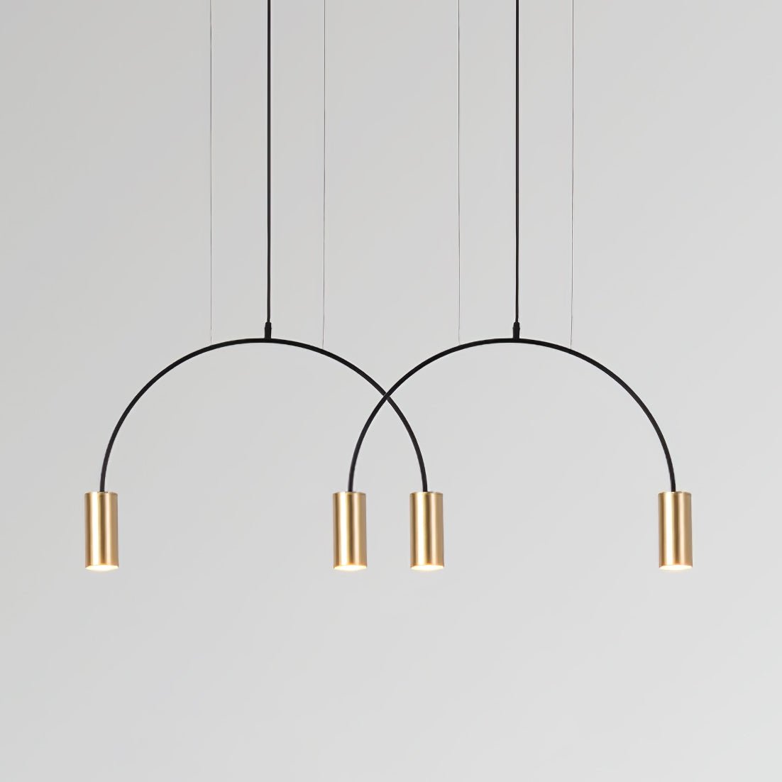 Modern Geometric Arcs Pendant Chandelier with Cylindrical Aluminum Heads and Adjustable Arms