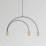 Modern Geometric Arcs Pendant Chandelier with Cylindrical Aluminum Heads and Adjustable Arms