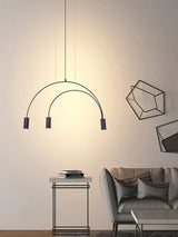 Modern Geometric Arcs Pendant Chandelier with Cylindrical Aluminum Heads and Adjustable Arms