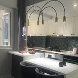 Modern Geometric Arcs Pendant Chandelier with Cylindrical Aluminum Heads and Adjustable Arms