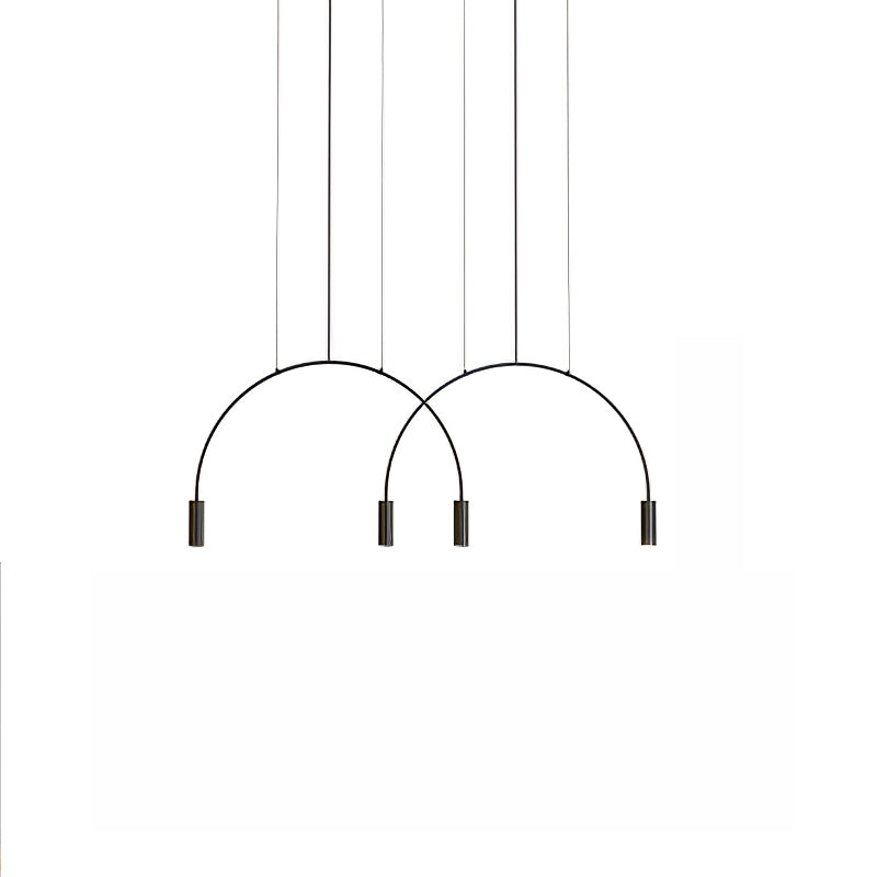 Modern Geometric Arcs Pendant Chandelier with Cylindrical Aluminum Heads and Adjustable Arms