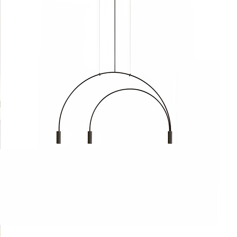 Modern Geometric Arcs Pendant Chandelier with Cylindrical Aluminum Heads and Adjustable Arms