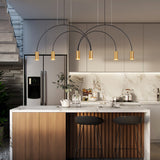 Modern Geometric Arcs Pendant Chandelier with Cylindrical Aluminum Heads and Adjustable Arms