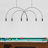 Modern Geometric Arcs Pendant Chandelier with Cylindrical Aluminum Heads and Adjustable Arms