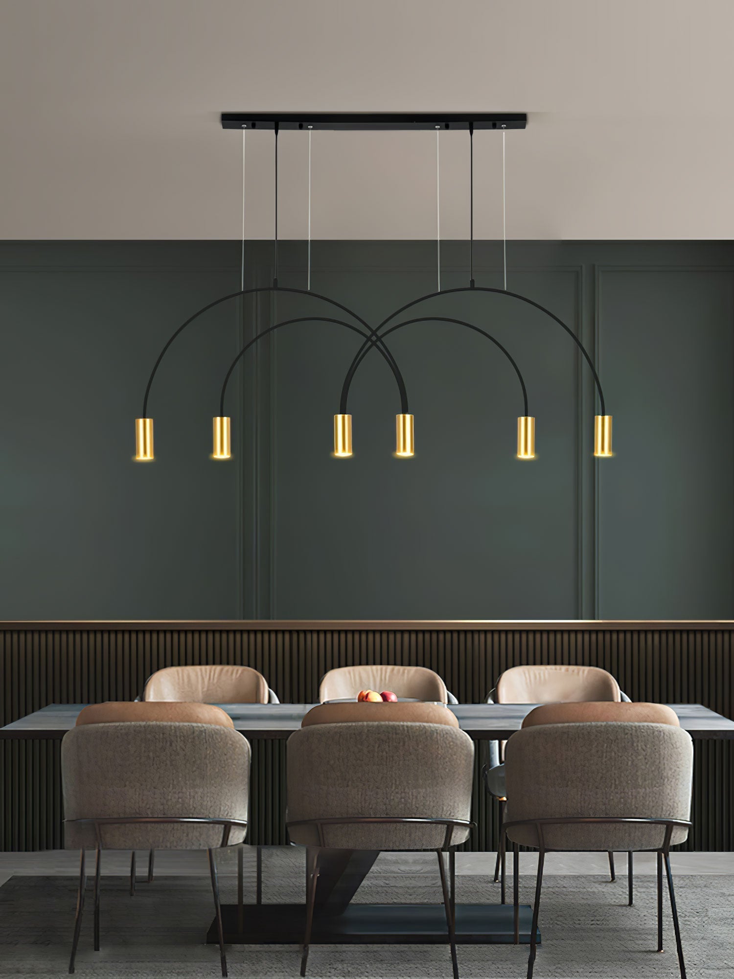 Modern Geometric Arcs Pendant Chandelier with Cylindrical Aluminum Heads and Adjustable Arms