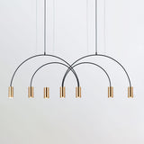 Modern Geometric Arcs Pendant Chandelier with Cylindrical Aluminum Heads and Adjustable Arms