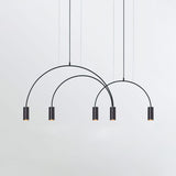 Modern Geometric Arcs Pendant Chandelier with Cylindrical Aluminum Heads and Adjustable Arms