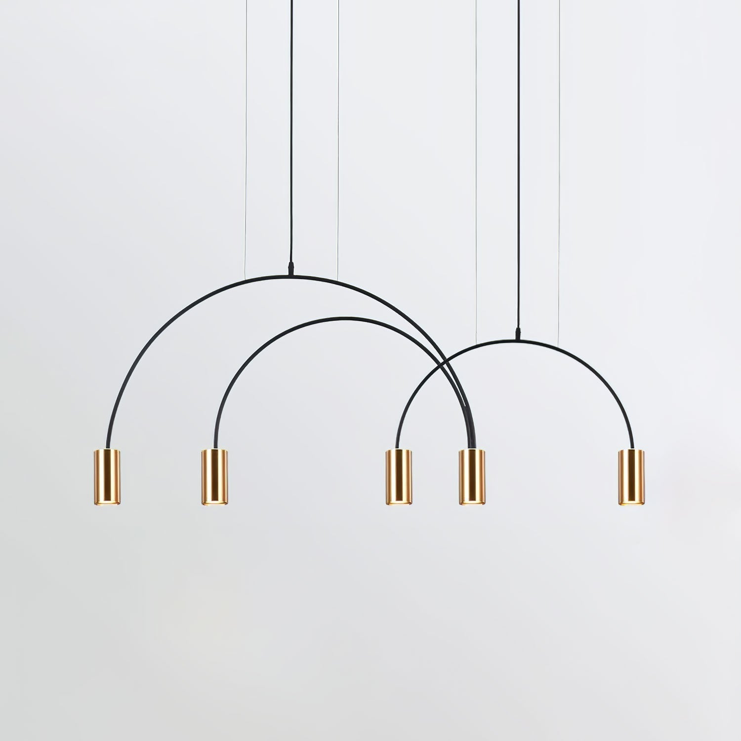Modern Geometric Arcs Pendant Chandelier with Cylindrical Aluminum Heads and Adjustable Arms