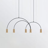 Modern Geometric Arcs Pendant Chandelier with Cylindrical Aluminum Heads and Adjustable Arms