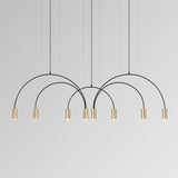 Modern Geometric Arcs Pendant Chandelier with Cylindrical Aluminum Heads and Adjustable Arms
