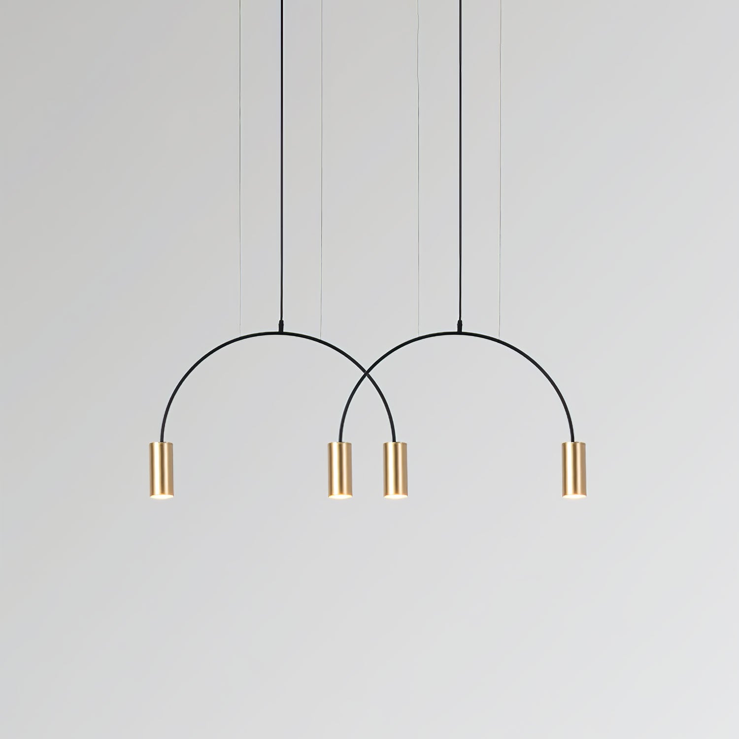 Modern Geometric Arcs Pendant Chandelier with Cylindrical Aluminum Heads and Adjustable Arms