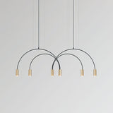 Modern Geometric Arcs Pendant Chandelier with Cylindrical Aluminum Heads and Adjustable Arms