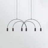 Modern Geometric Arcs Pendant Chandelier with Cylindrical Aluminum Heads and Adjustable Arms