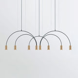 Modern Geometric Arcs Pendant Chandelier with Cylindrical Aluminum Heads and Adjustable Arms