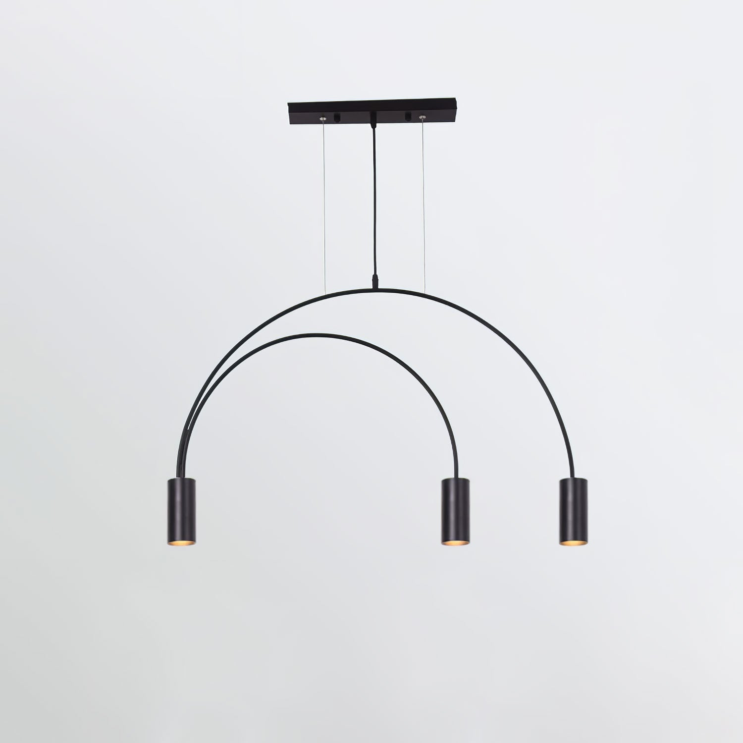 Modern Geometric Arcs Pendant Chandelier with Cylindrical Aluminum Heads and Adjustable Arms