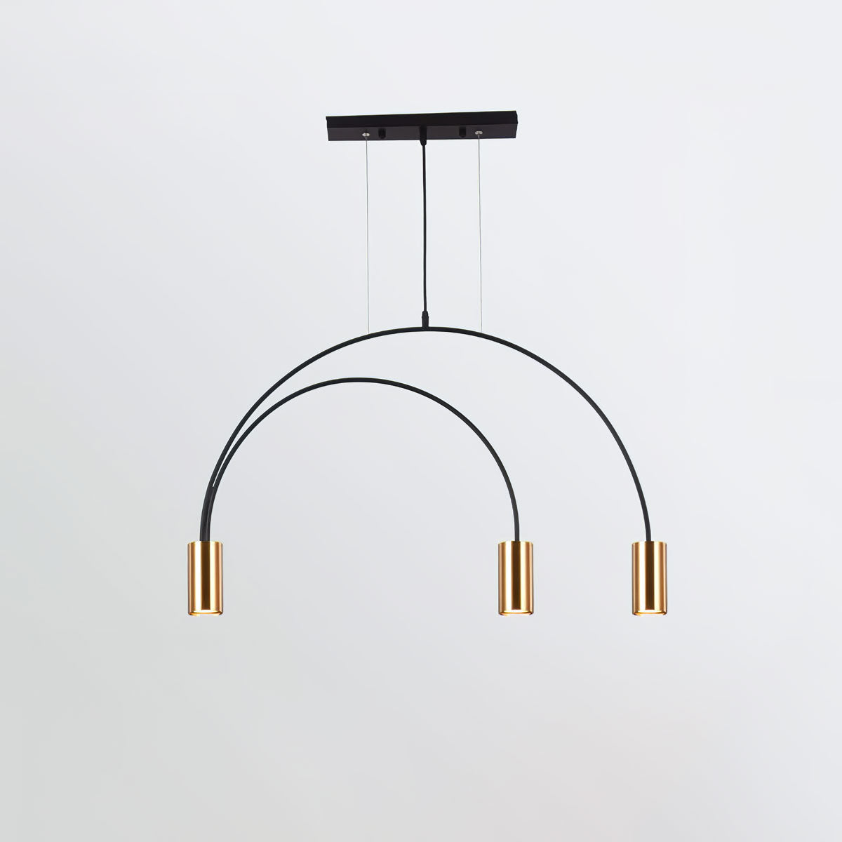 Modern Geometric Arcs Pendant Chandelier with Cylindrical Aluminum Heads and Adjustable Arms